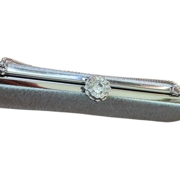 VTG Silver Sparkly Glittery Clutch Bag Silver Top Round Clasp Happy Hour Flapper - Picture 2 of 5